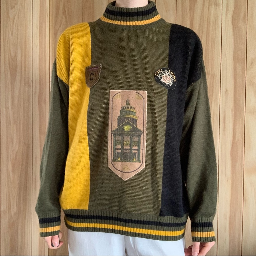 VTG Cosi L'Uomo Patch Mock Neck Sweater